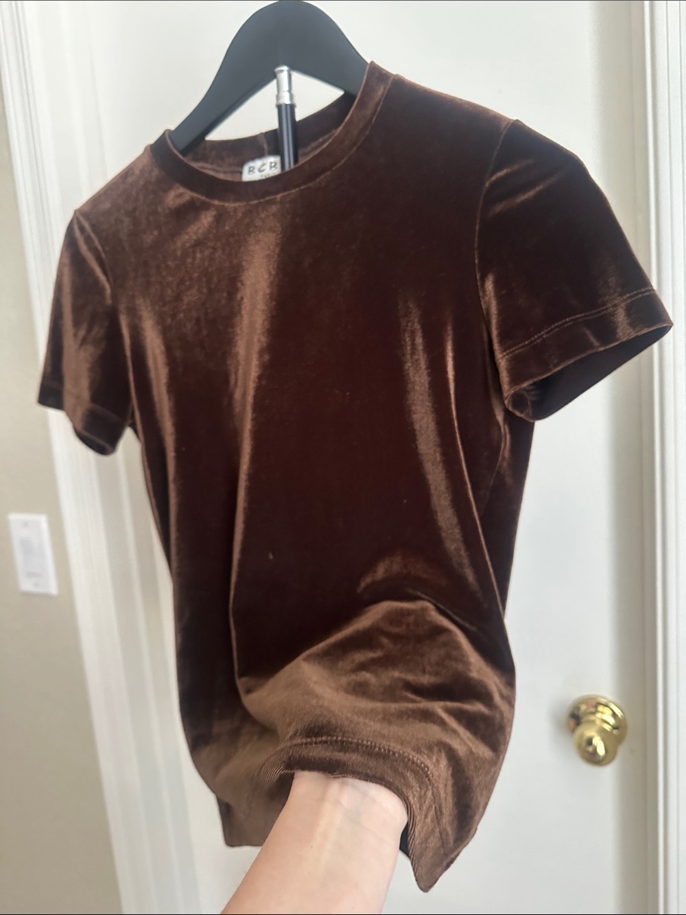 BCBG Brown Velvet Tee - Picture 5 of 8